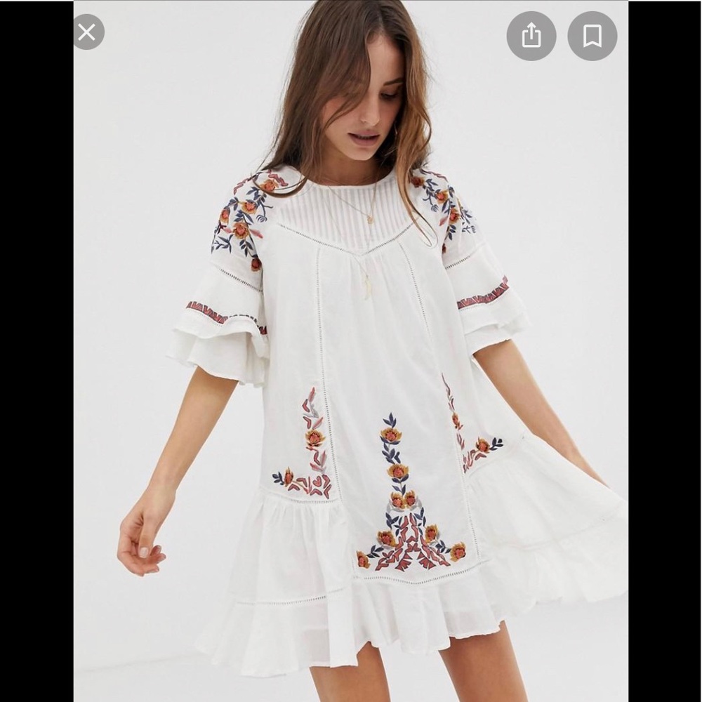 Free People White Floral Mini Dress